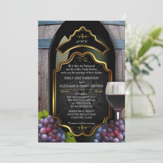 Rustic Vineyard Winery Wedding Kaart (Staand voorkant)