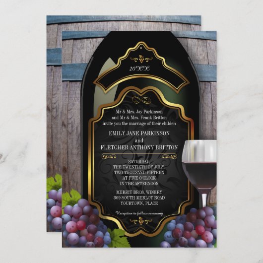 Rustic Vineyard Winery Wedding Kaart (Voorkant / Achterkant)