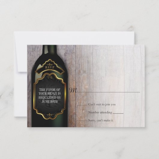 Rustic Vineyard Winery Wedding RSVP Antwoord (Voorkant)