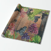 Rustic Vineyard Wood & Grapes Cadeaupapier (Uitgerold)