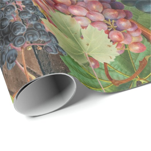 Rustic Vineyard Wood & Grapes Cadeaupapier (Rol Hoek)