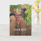 Rustic Vineyard Wood & Grapes Kaart (Gele Bloem)