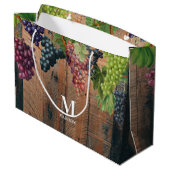 Rustic Vineyard Wood & Grapes Monogram Groot Cadeauzakje (Achterkant Gekanteld)