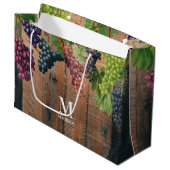 Rustic Vineyard Wood & Grapes Monogram Groot Cadeauzakje (Voorkant Gekanteld)