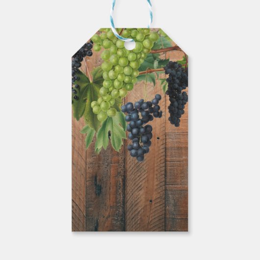 Rustic Vineyard Wood & Grapes Monogram Weddenschap Cadeaulabel (Achterkant)