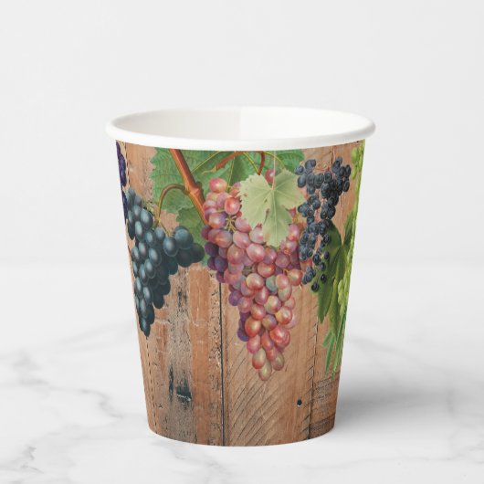 Rustic Vineyard Wood & Grapes Papieren Bekers (Links)