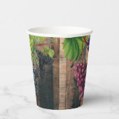 Rustic Vineyard Wood & Grapes Papieren Bekers (Rechts)