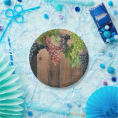 Rustic Vineyard Wood & Grapes Papieren Bordje (Feest)