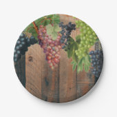 Rustic Vineyard Wood & Grapes Papieren Bordje (Voorkant)