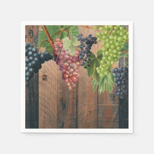 Rustic Vineyard Wood & Grapes Servet (Voorkant)
