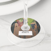 Rustic Vineyard Wood & Grapes Wijnglaslabel (Dichtbij)