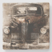 Rustic Vintage-auto Stenen Onderzetter (Voorkant)