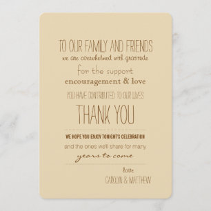 Rustic   Vintage  Beige Trouw Dankkaart Bedankkaart