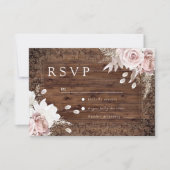 Rustic Vintage Blush Floral Wedding RSVP Kaartje (Voorkant)