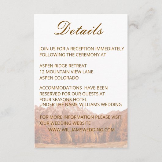 RUSTIC VINTAGE BROWN  DETAILS WEEDING INVITE  INFORMATIEKAARTJE (Voorkant)