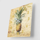 Rustic Vintage Calligraphy Pineapple Ornate Vierkante Klok (Hoek)