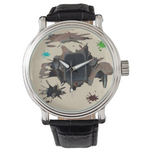 Rustic Vintage Car Grunge Art Horloge