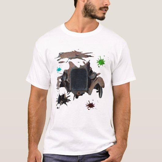 Rustic Vintage Car Grunge Art T-shirt (Voorkant)