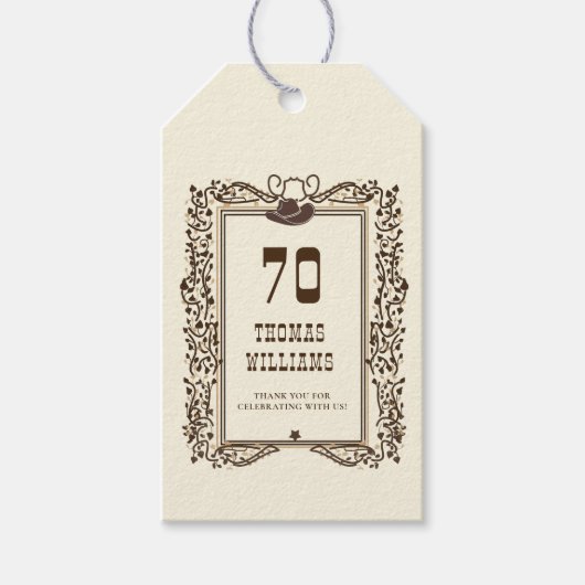 Rustic Vintage Cowboy Western Barn Elegant Party Cadeaulabel (Voorkant)