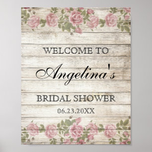 Rustic Vintage Floral Bridal Shower WELCOME SIGN Poster