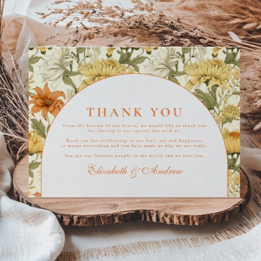 Rustic Vintage Floral Wedding Bedankkaart