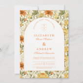 Rustic Vintage Floral Wedding Kaart (Voorkant)