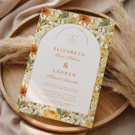 Rustic Vintage Floral Wedding Kaart