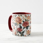 Rustic Vintage Flower Red Rose Nature Print Mok (Voorkant links)