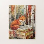 Rustic Vintage Fox Books Woodland Fall Autumn Legpuzzel<br><div class="desc">Bring a touch of woodland magic to your table with this 11"x14" puzzle featuring 252 pieces. The enchanting design showcases a wise red fox resting among birch trees, with a stack of books at its side, surrounded by rich autumn colors. Perfect for cozy evenings, family game nights, or as a...</div>