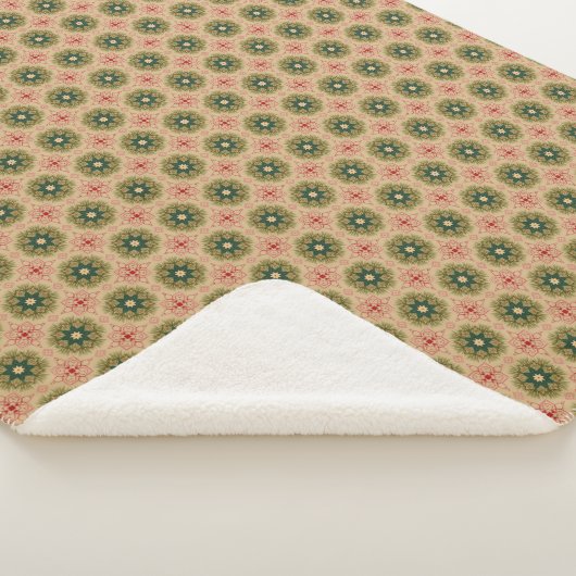 Rustic Vintage Green Red Holiday Sherpa Deken (3/4)