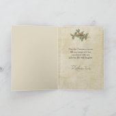 Rustic Vintage Kerstmis en Holly Ephemera Feestdagen Kaart (Binnen)