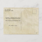 Rustic Vintage Kerstmis en Holly Ephemera Feestdagenkaart (Achterkant)