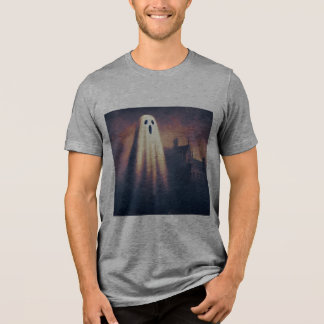 Rustic Vintage Old Halloween Ghost Painting Design Tri-Blend Shirt