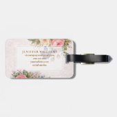 Rustic Vintage Personalized Floral Rose Design     Bagagelabel (Achterkant horizontaal)