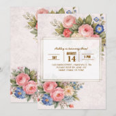 Rustic Vintage Personalized Floral Rose Design     Kaart (Voorkant / Achterkant)