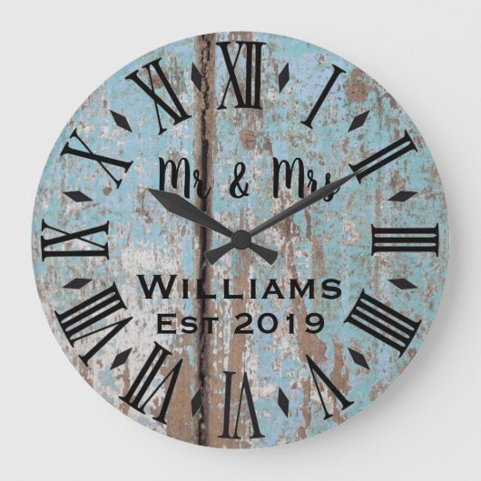 Rustic Vintage Personalized Wood Custom Grote Klok (Voorkant)