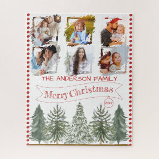Rustic Vintage Pine Tree & Family Photo Christmas Legpuzzel