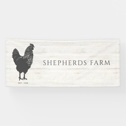 Rustic Vintage Rooster Farm Logo Apron Spandoek (Horizontaal)