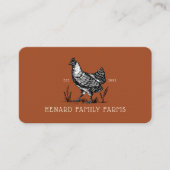Rustic Vintage Sketch Farm Hen Burnt Red Visitekaartje (Voorkant)