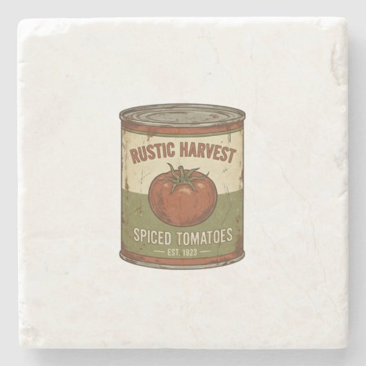 Rustic Vintage Spiced Tomato Can Stenen Onderzetter (Voorkant)