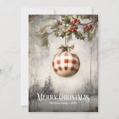 Rustic vintage watercolor red white Christmas card Feestdagenkaart (Voorkant)