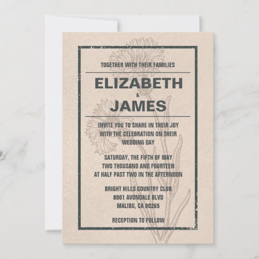 Rustic Vintage Wedding Invitations Kaart (Voorkant)