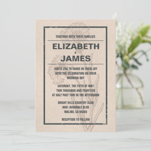 Rustic Vintage Wedding Invitations Kaart (Staand voorkant)