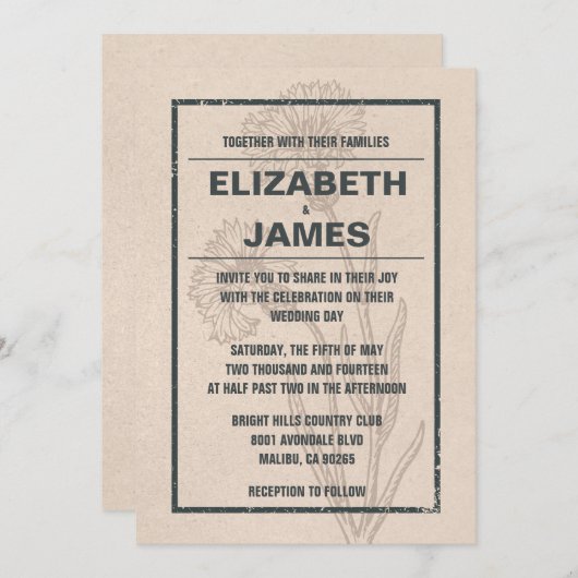 Rustic Vintage Wedding Invitations Kaart (Voorkant / Achterkant)