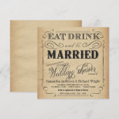 Rustic Vintage Wedding Shower-uitnodigingen Kaart (Voorkant / Achterkant)