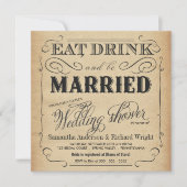 Rustic Vintage Wedding Shower-uitnodigingen Kaart (Voorkant)