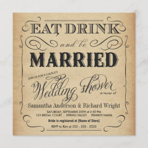 Rustic Vintage Wedding Shower-uitnodigingen Kaart