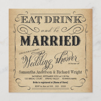 Rustic Vintage Wedding Shower-uitnodigingen Kaart