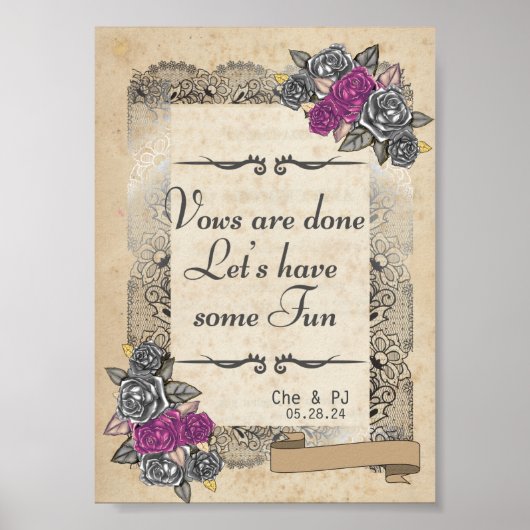 Rustic Vintage Wedding Sign Poster (Voorkant)