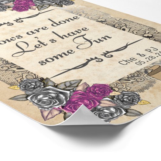 Rustic Vintage Wedding Sign Poster (Hoek)